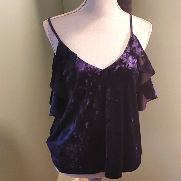 Navy Blue Velvet Top - Picture 1 of 8